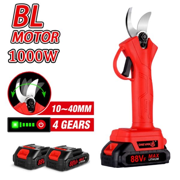 1000W Brushless Electric Cordless Pruner Pruning Shear Handheld 4 Gears Branches Cutter Landscaping Tool For Makita 18v Battery